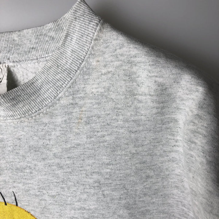 90'S Warner Bros. Looney Tunes Tweety Character Sweatshirt, Made in USA, Men's Size L cotton gray type Vintage Second Hand