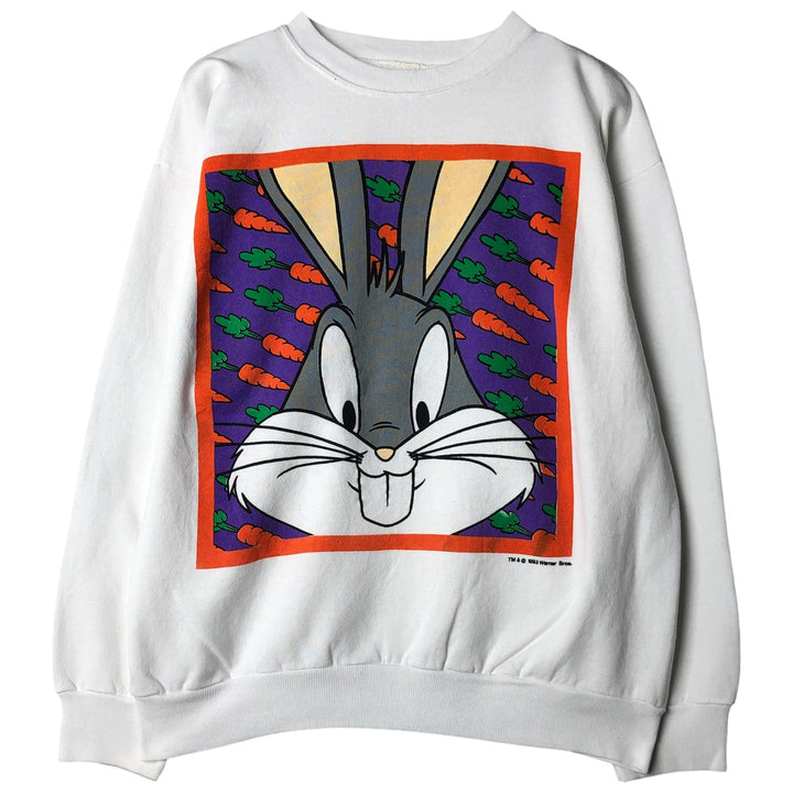 90'S Looney Tunes Bugs Bunny character sweatshirt, men's size L, vintage unclear white type Vintage Second Hand