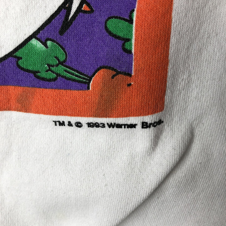 90'S Looney Tunes Bugs Bunny character sweatshirt, men's size L, vintage unclear white type Vintage Second Hand