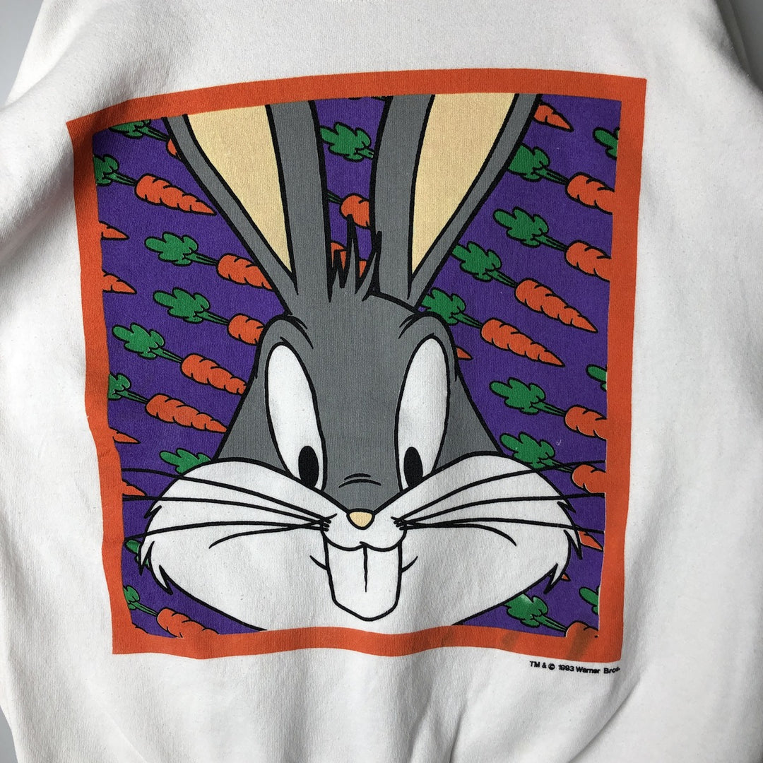 90'S Looney Tunes Bugs Bunny character sweatshirt, men's size L, vintage unclear white type Vintage Second Hand