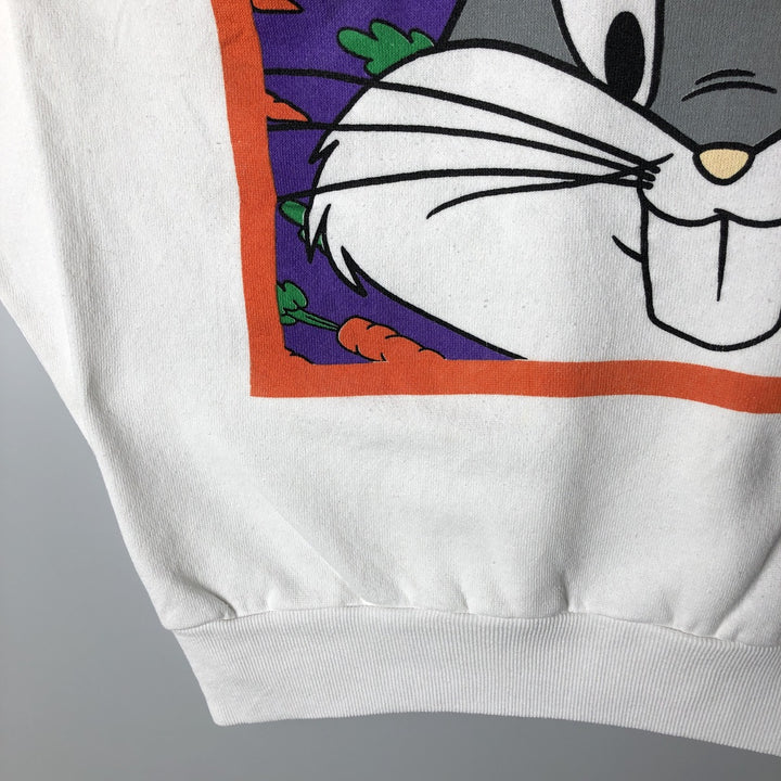 90'S Looney Tunes Bugs Bunny character sweatshirt, men's size L, vintage unclear white type Vintage Second Hand