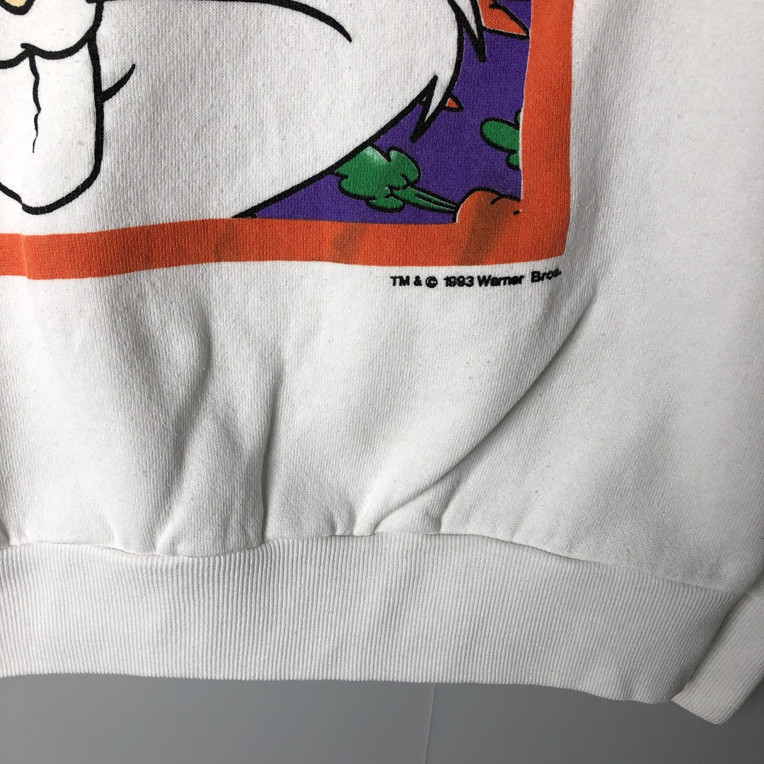 90'S Looney Tunes Bugs Bunny character sweatshirt, men's size L, vintage unclear white type Vintage Second Hand