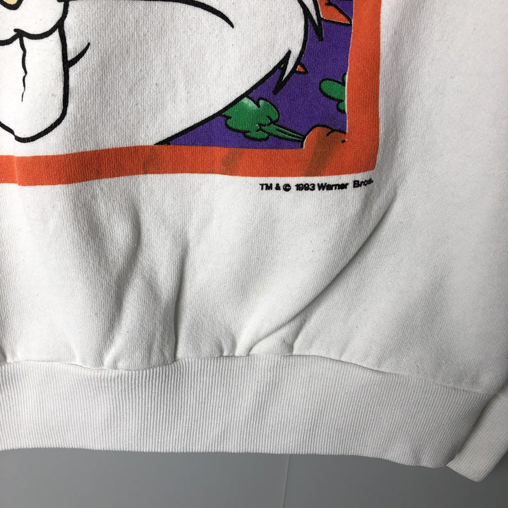 90'S Looney Tunes Bugs Bunny character sweatshirt, men's size L, vintage unclear white type Vintage Second Hand