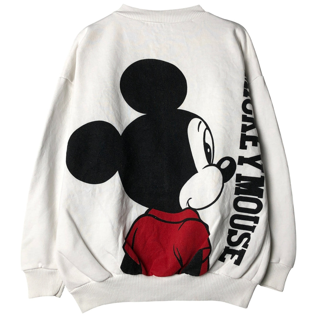 1980'S Disney Mickey Mouse Large Print Character Sweatshirt, Made in USA, Men's Size L polyester white type Vintage Second Hand