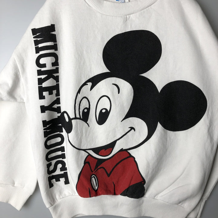 1980'S Disney Mickey Mouse Large Print Character Sweatshirt, Made in USA, Men's Size L polyester white type Vintage Second Hand