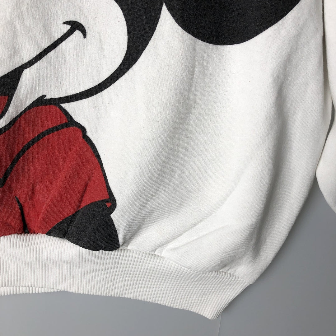 1980'S Disney Mickey Mouse Large Print Character Sweatshirt, Made in USA, Men's Size L polyester white type Vintage Second Hand