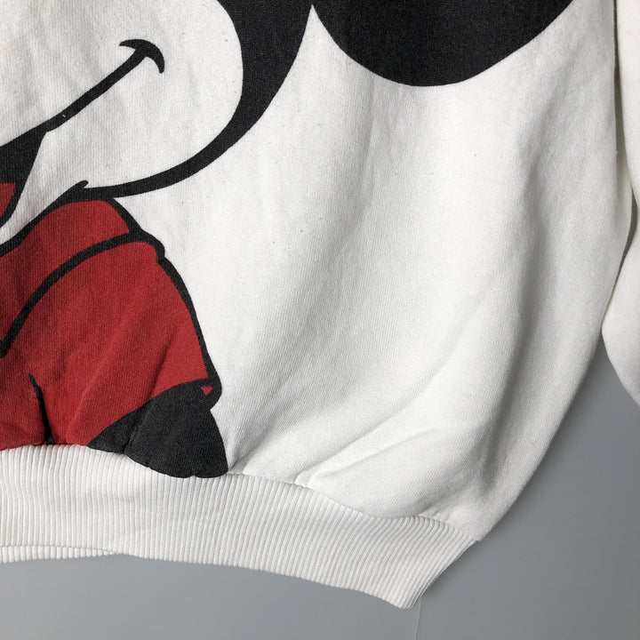 1980'S Disney Mickey Mouse Large Print Character Sweatshirt, Made in USA, Men's Size L polyester white type Vintage Second Hand