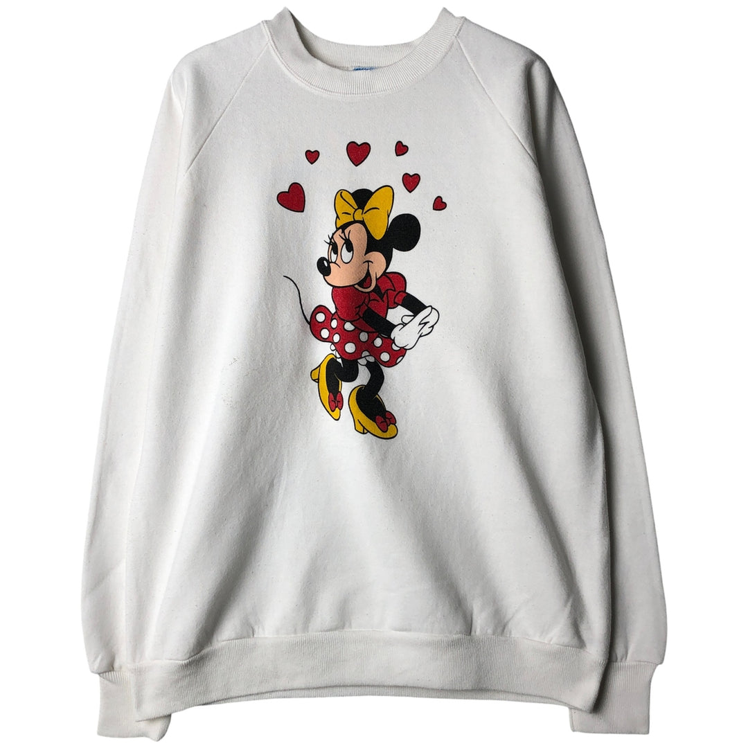 1980'S Disney Character Fashions Minnie Mouse Sweatshirt, Made in USA, Men's Size L polyester white type Vintage Second Hand