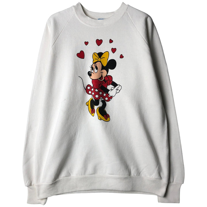1980'S Disney Character Fashions Minnie Mouse Sweatshirt, Made in USA, Men's Size L polyester white type Vintage Second Hand