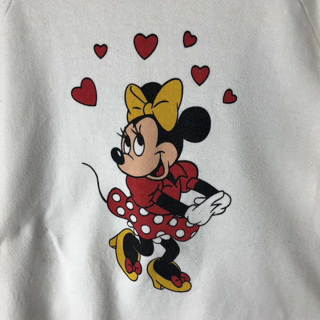 1980'S Disney Character Fashions Minnie Mouse Sweatshirt, Made in USA, Men's Size L polyester white type Vintage Second Hand