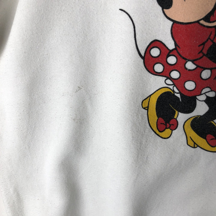 1980'S Disney Character Fashions Minnie Mouse Sweatshirt, Made in USA, Men's Size L polyester white type Vintage Second Hand