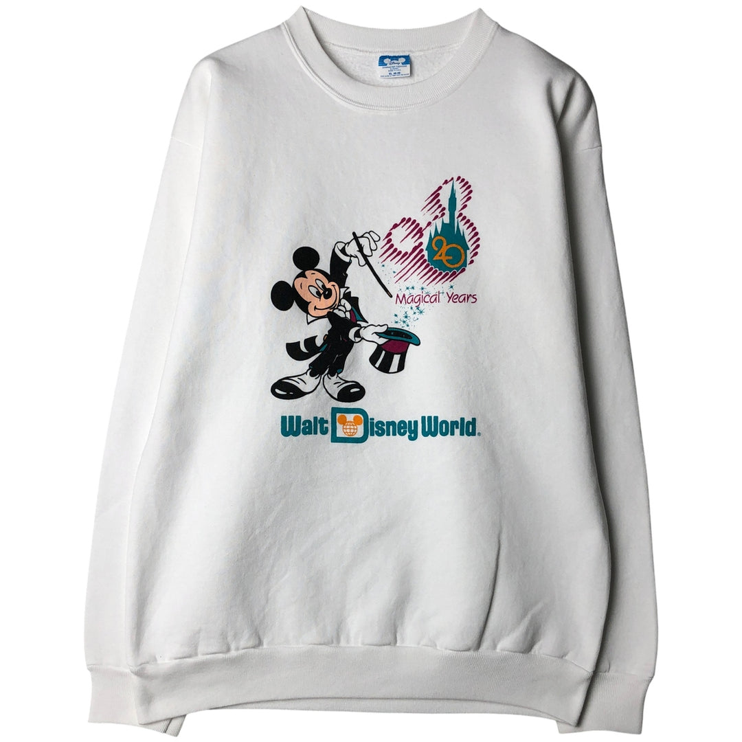 80'S Disney Mickey Mouse character sweatshirt, sweatshirt, made in USA, men's XL size, vintage cotton white type Vintage Second Hand