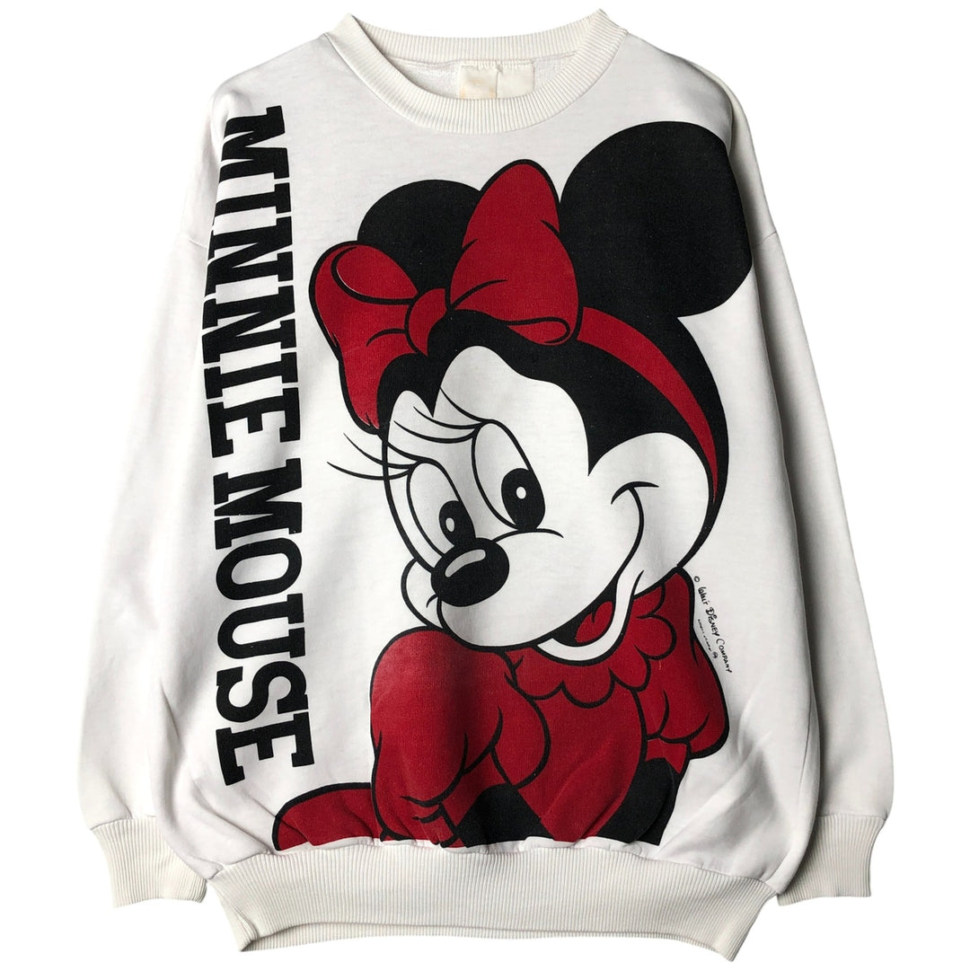 MINNIE MOUSE Large Print Character Sweatshirt, Men's Size L unclear white type Vintage Second Hand