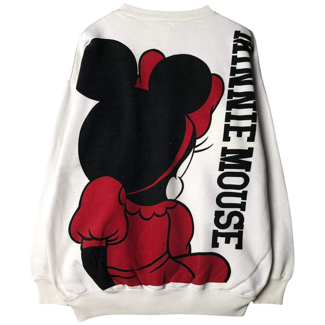 MINNIE MOUSE Large Print Character Sweatshirt, Men's Size L unclear white type Vintage Second Hand