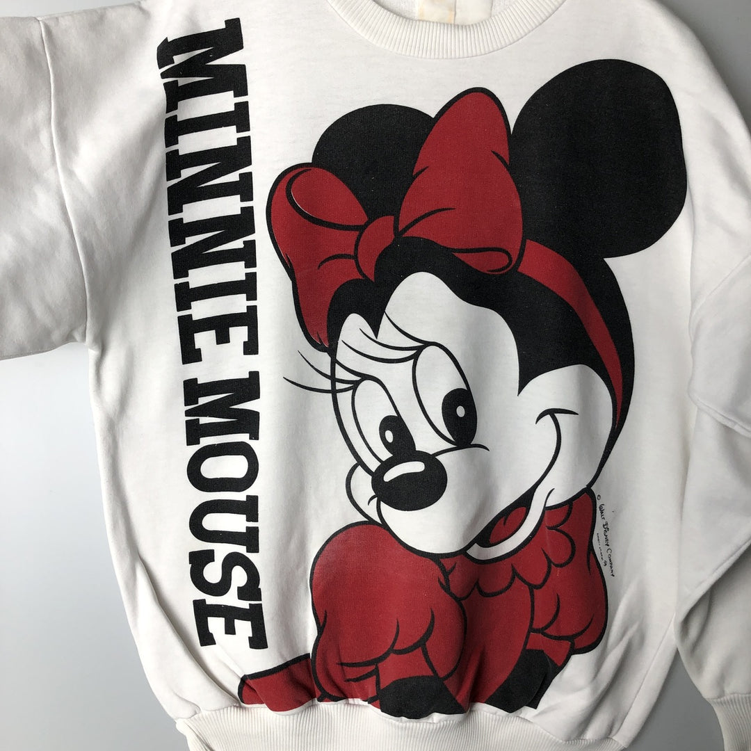 MINNIE MOUSE Large Print Character Sweatshirt, Men's Size L unclear white type Vintage Second Hand