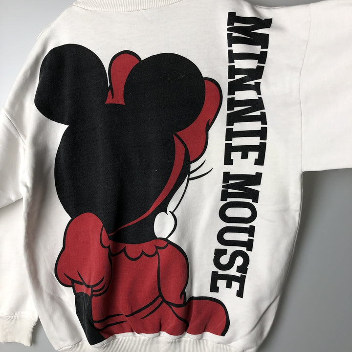 MINNIE MOUSE Large Print Character Sweatshirt, Men's Size L unclear white type Vintage Second Hand