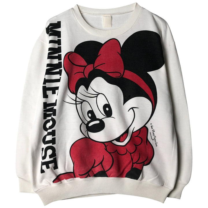 MINNIE MOUSE Large Print Character Sweatshirt, Men's Size L unclear white type Vintage Second Hand