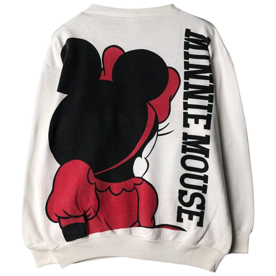 MINNIE MOUSE Large Print Character Sweatshirt, Men's Size L unclear white type Vintage Second Hand