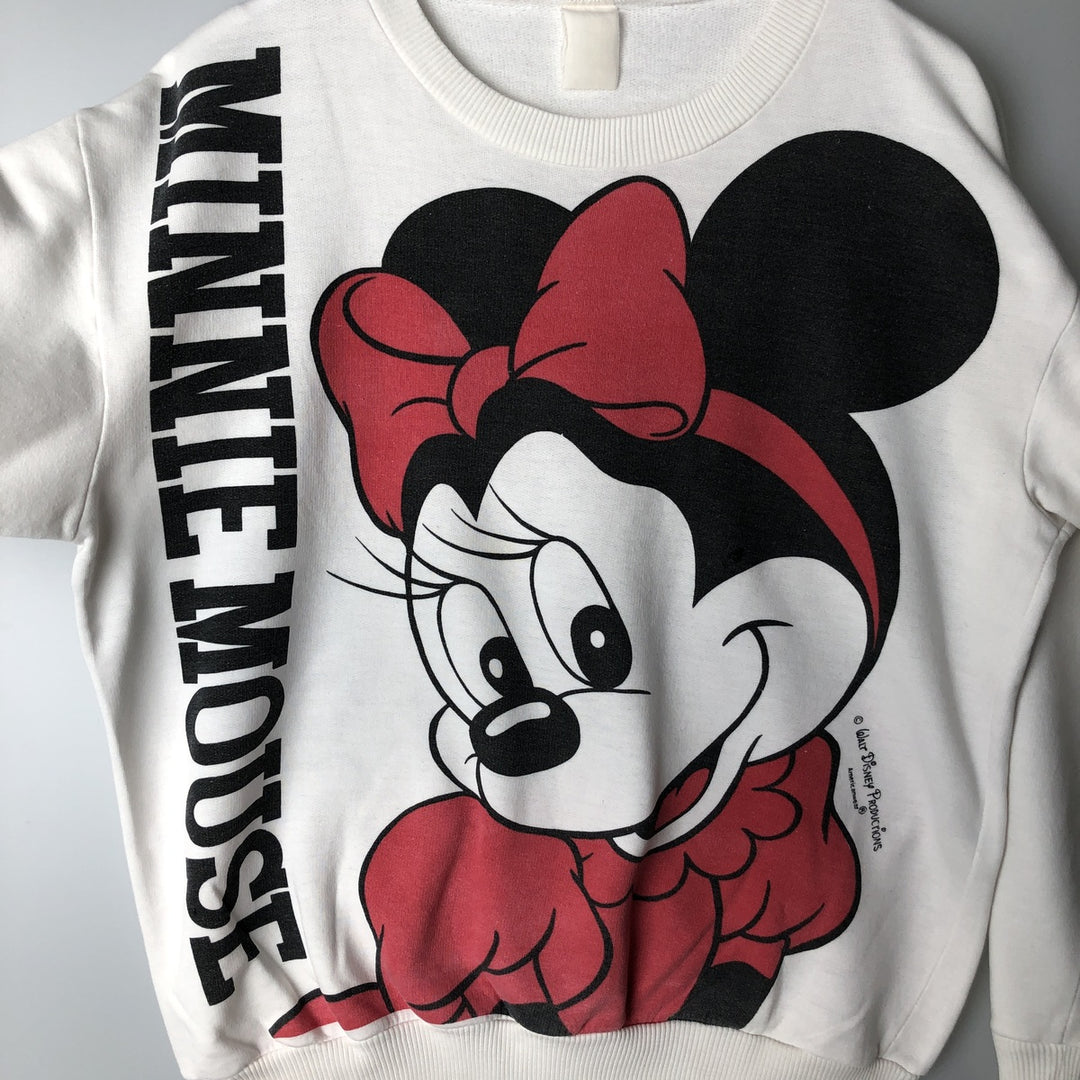 MINNIE MOUSE Large Print Character Sweatshirt, Men's Size L unclear white type Vintage Second Hand