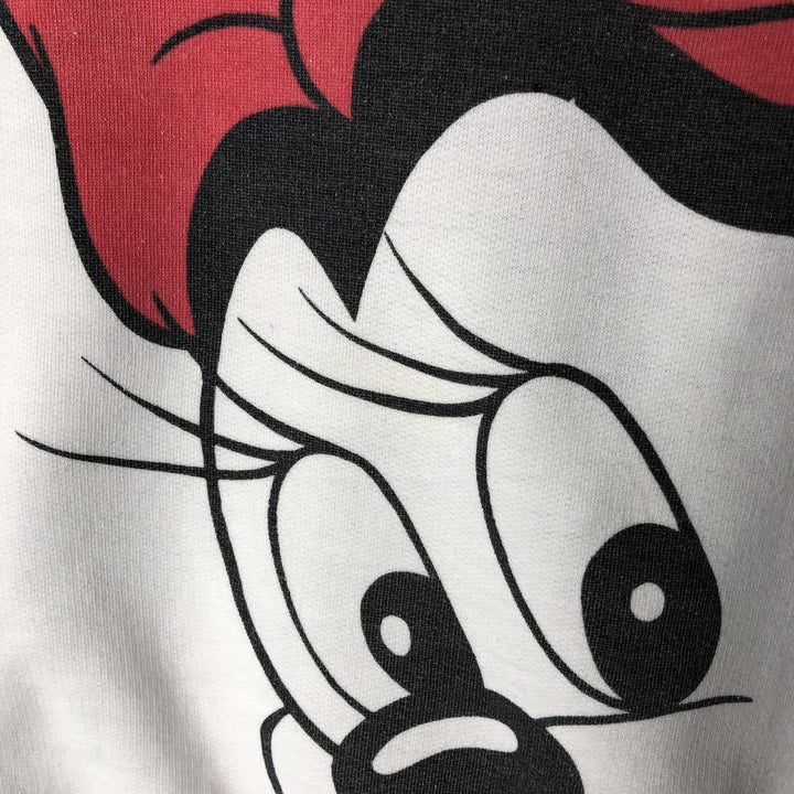 MINNIE MOUSE Large Print Character Sweatshirt, Men's Size L unclear white type Vintage Second Hand
