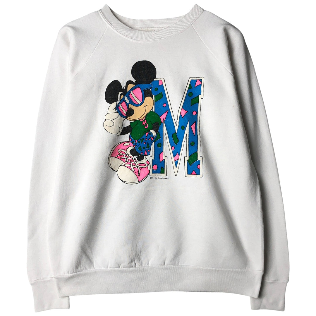 Vintage 1980'S Fruit of the Loom Mickey Mouse character sweatshirt, made in the USA, size L, men's cotton white type Vintage Second Hand