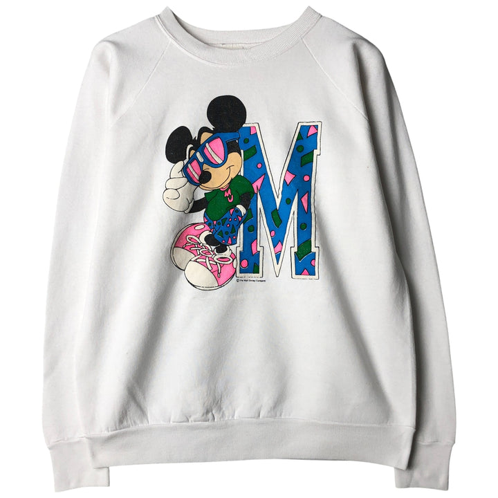 Vintage 1980'S Fruit of the Loom Mickey Mouse character sweatshirt, made in the USA, size L, men's cotton white type Vintage Second Hand