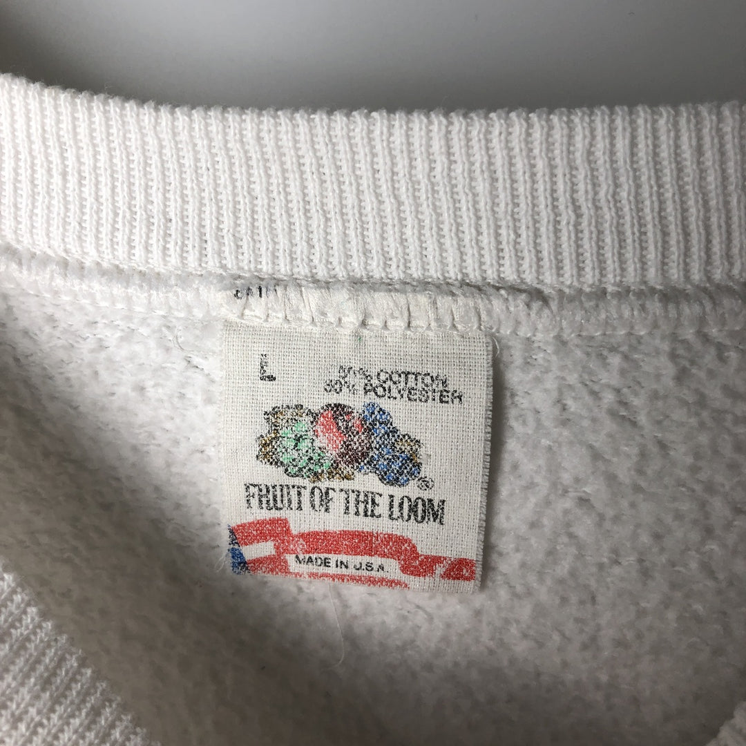 Vintage 1980'S Fruit of the Loom Mickey Mouse character sweatshirt, made in the USA, size L, men's cotton white type Vintage Second Hand