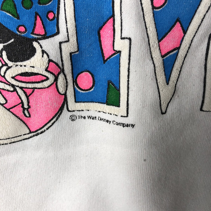 Vintage 1980'S Fruit of the Loom Mickey Mouse character sweatshirt, made in the USA, size L, men's cotton white type Vintage Second Hand