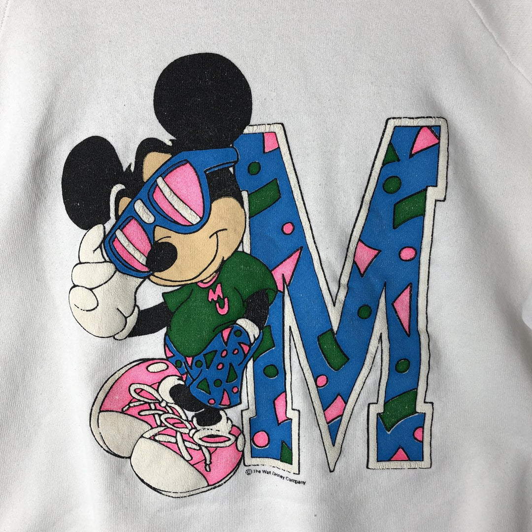 Vintage 1980'S Fruit of the Loom Mickey Mouse character sweatshirt, made in the USA, size L, men's cotton white type Vintage Second Hand