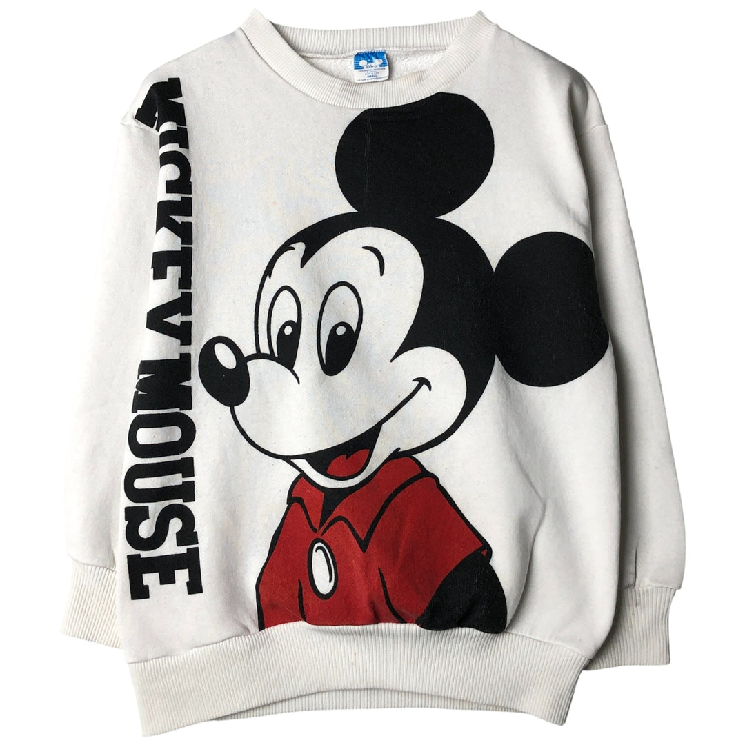 1980'S Disney Mickey Mouse Large Print Character Sweatshirt, Made in USA, Men's Size Small polyester white type Vintage Second Hand