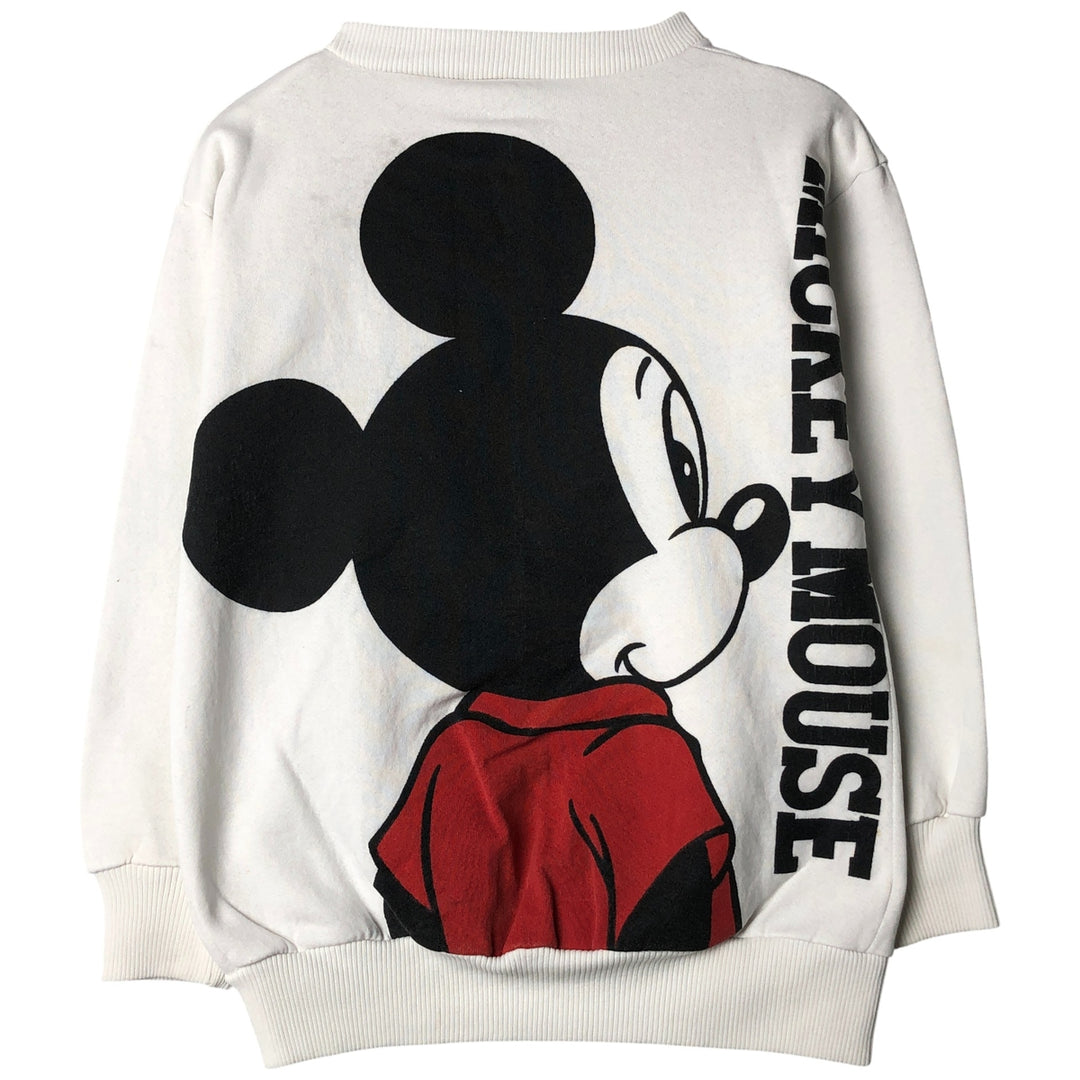 1980'S Disney Mickey Mouse Large Print Character Sweatshirt, Made in USA, Men's Size Small polyester white type Vintage Second Hand