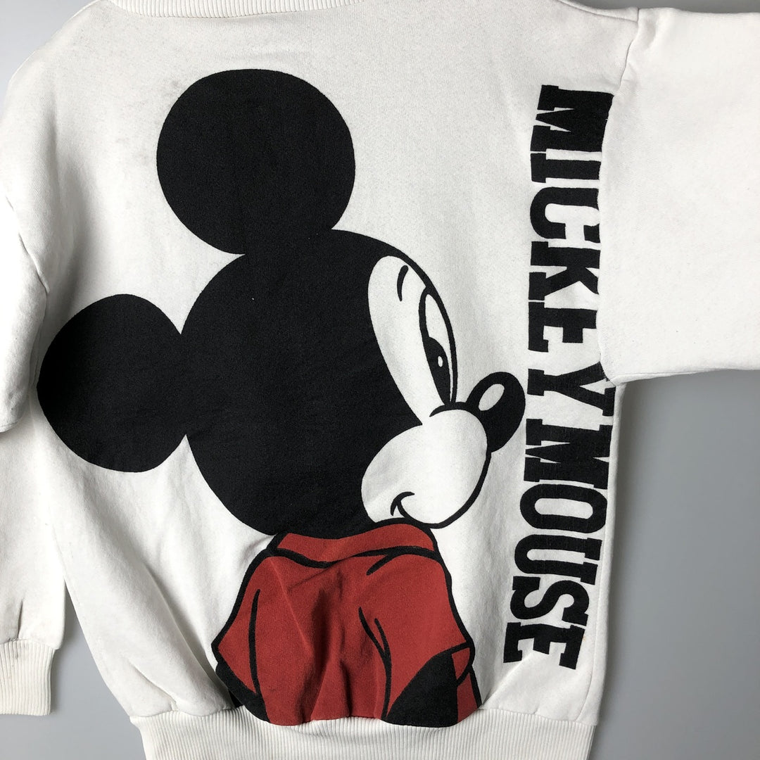 1980'S Disney Mickey Mouse Large Print Character Sweatshirt, Made in USA, Men's Size Small polyester white type Vintage Second Hand