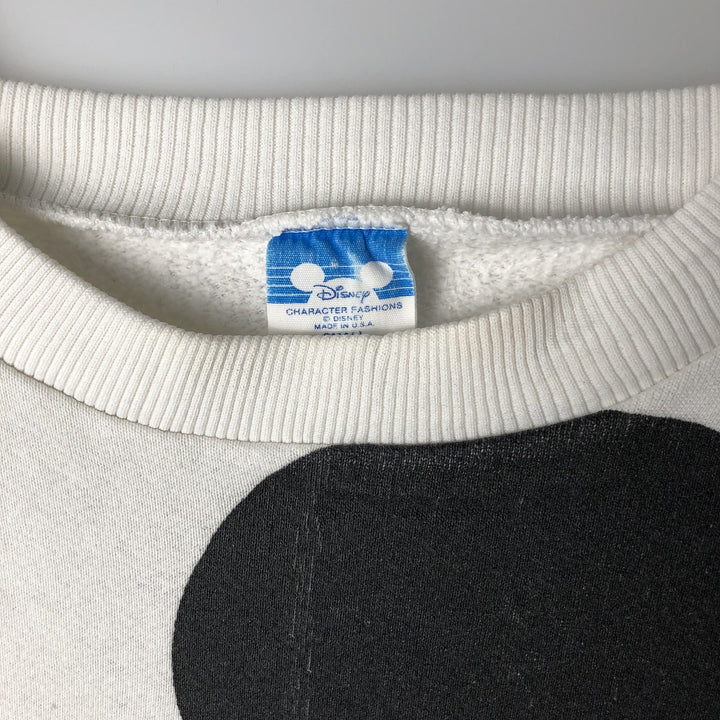 1980'S Disney Mickey Mouse Large Print Character Sweatshirt, Made in USA, Men's Size Small polyester white type Vintage Second Hand