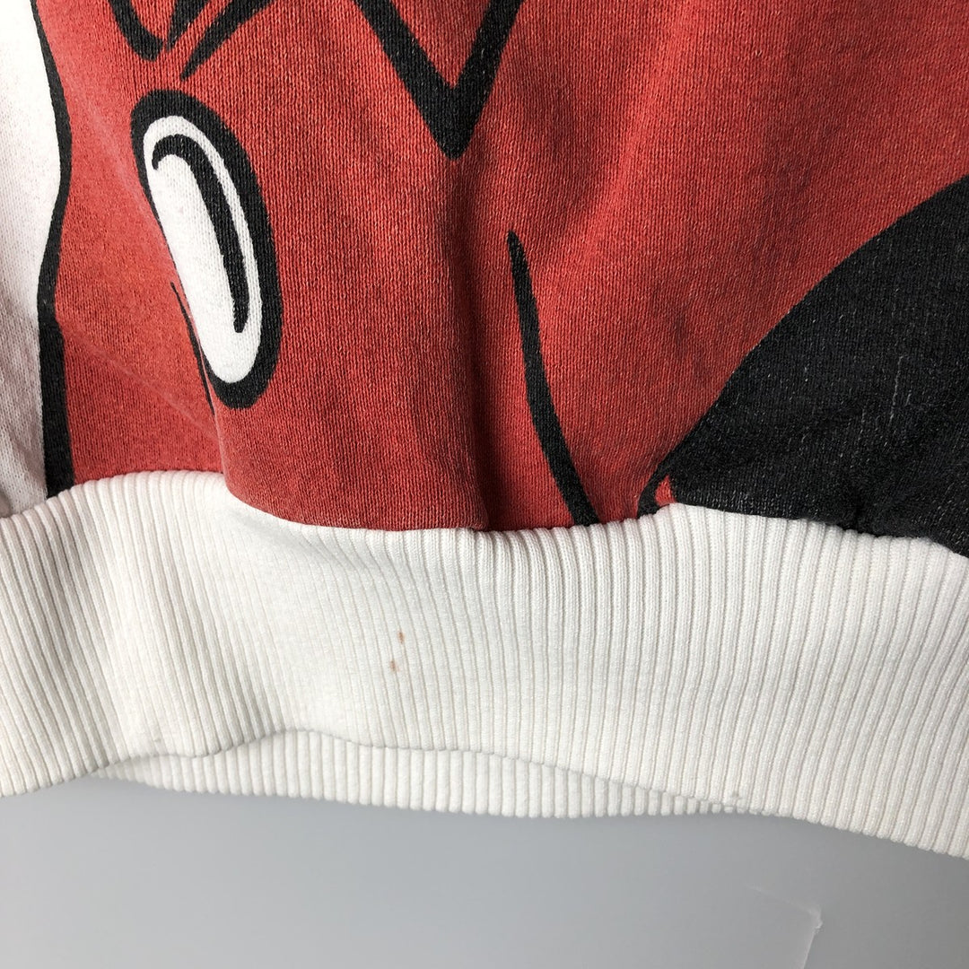 1980'S Disney Mickey Mouse Large Print Character Sweatshirt, Made in USA, Men's Size Small polyester white type Vintage Second Hand