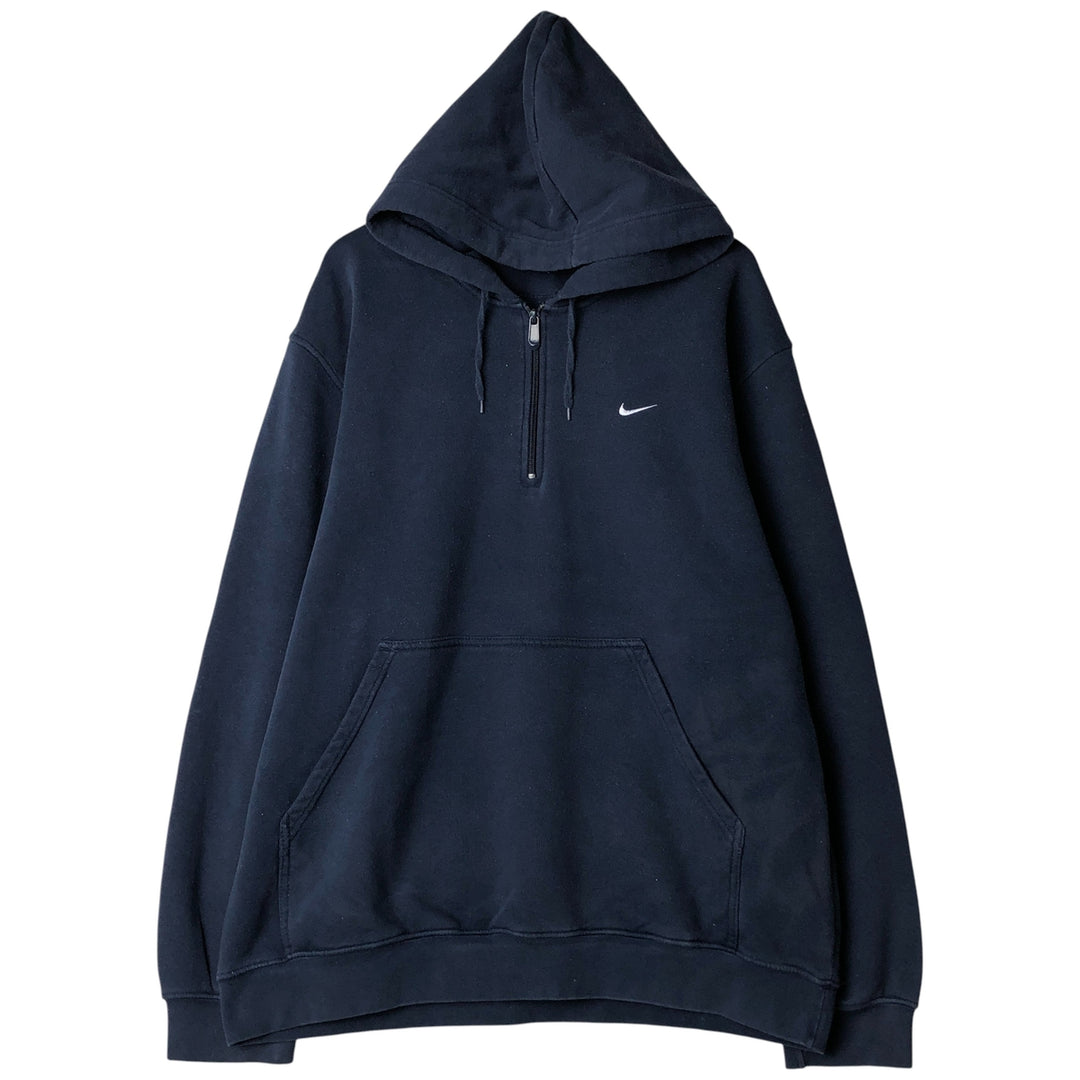 2000'S Nike Half-Zip Hoodie, Men's XL cotton navy blue type Vintage Second Hand