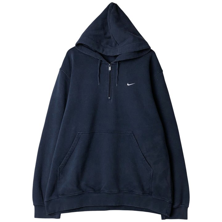 2000'S Nike Half-Zip Hoodie, Men's XL cotton navy blue type Vintage Second Hand