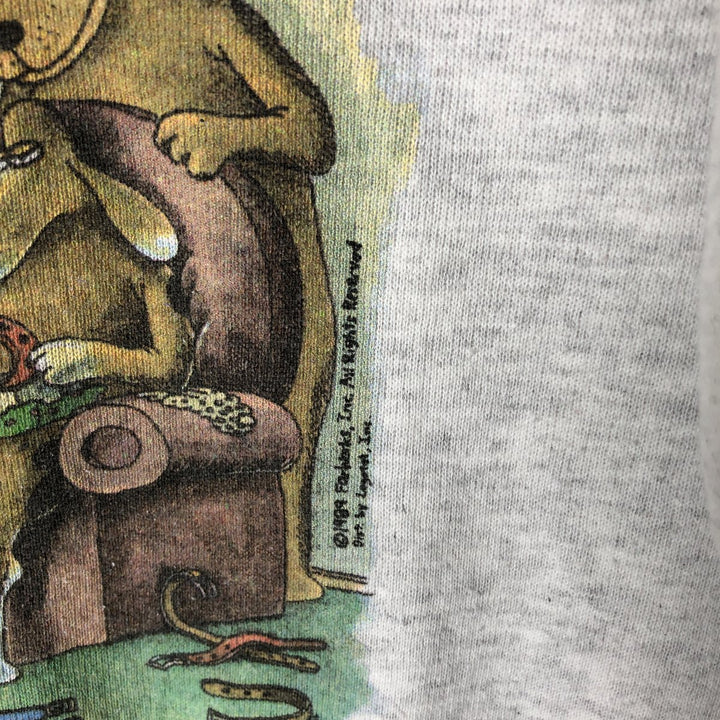 Vintage 1980'S LOGOTEL Far Side Christmas Pattern Character Sweatshirt, Made in USA, Men's XL polyester gray type Vintage Second Hand