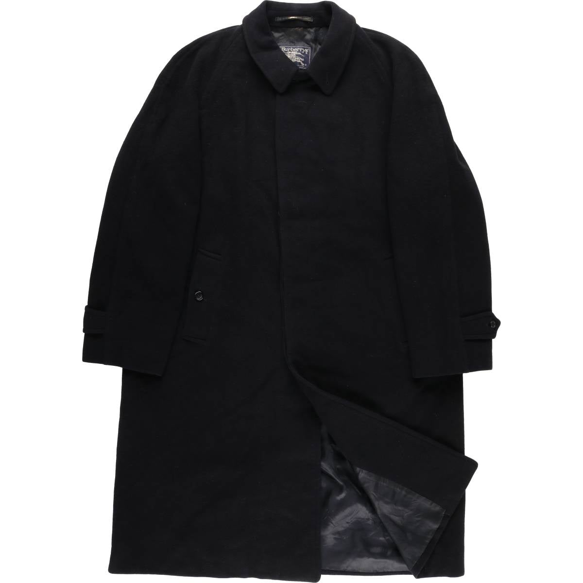 Burberry's Balmacaan Coat, Made in England, Men's Size L wool navy