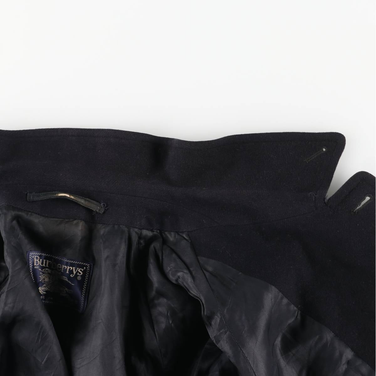 Burberry's Balmacaan Coat, Made in England, Men's Size L wool navy