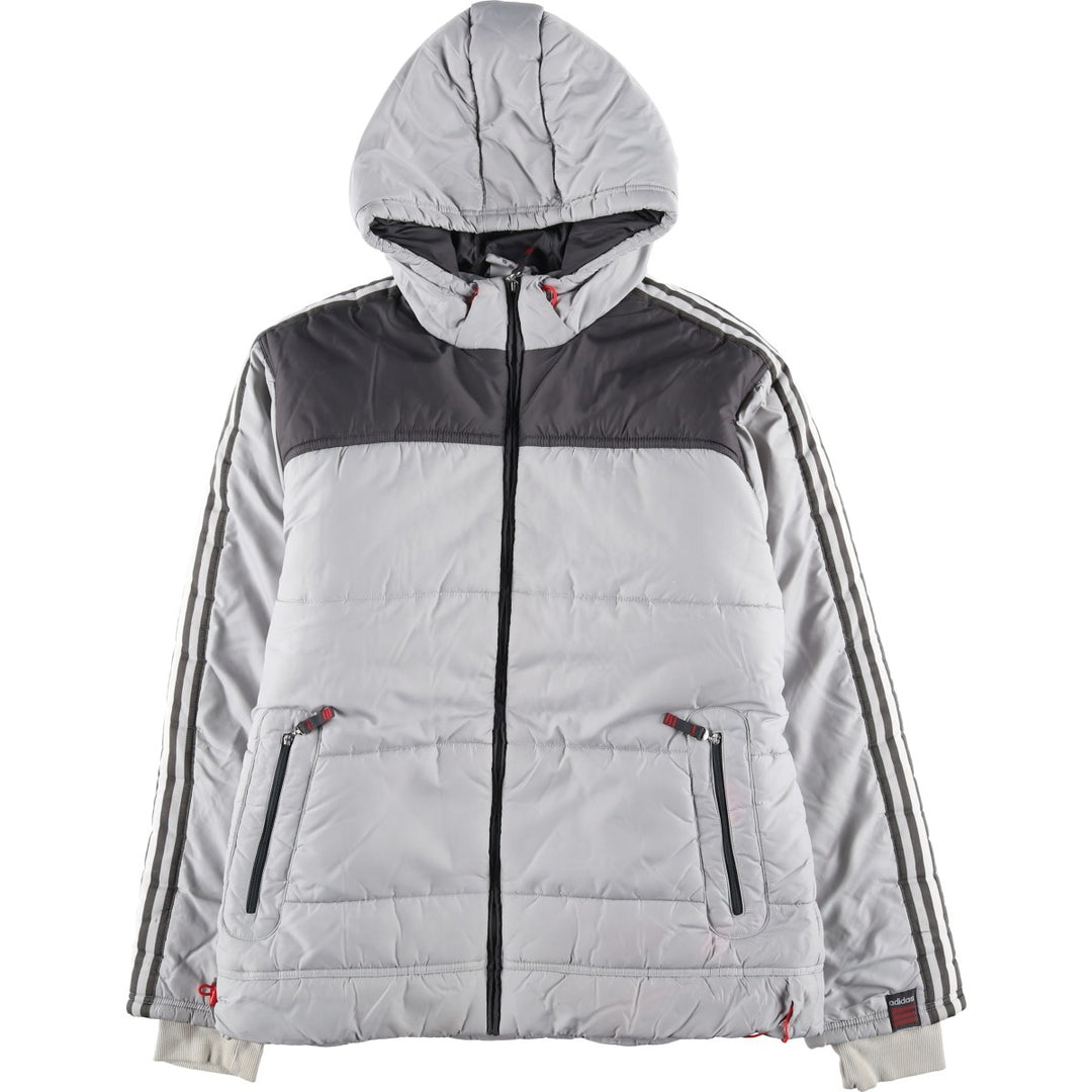 2000'S adidas padded hoodie/puffer jacket, men's size M polyester gray type Vintage Second Hand