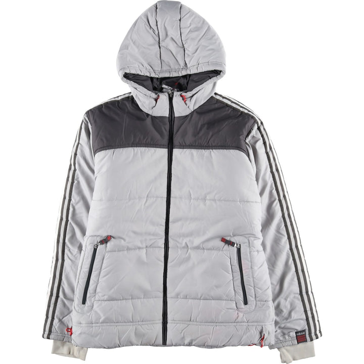 2000'S adidas padded hoodie/puffer jacket, men's size M polyester gray type Vintage Second Hand