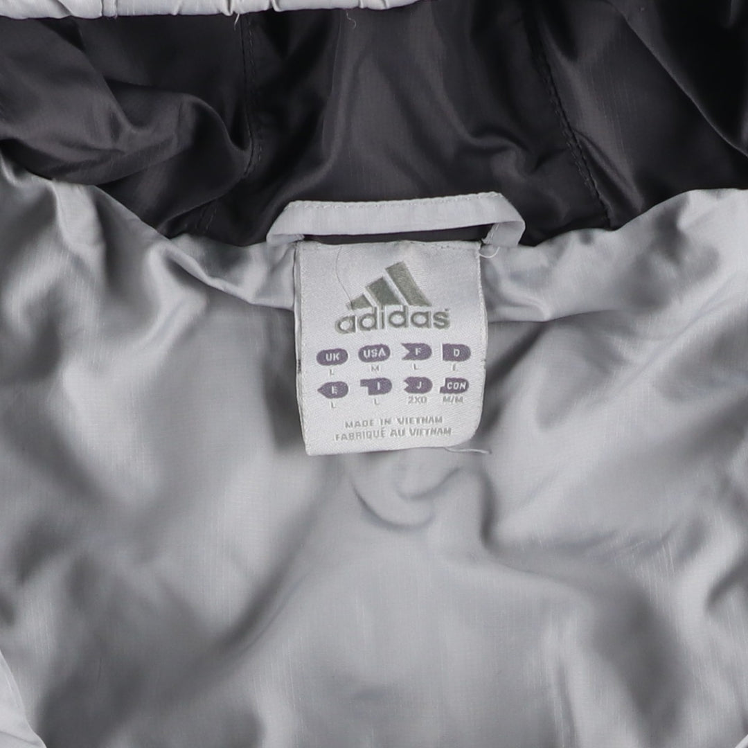 2000'S adidas padded hoodie/puffer jacket, men's size M polyester gray type Vintage Second Hand