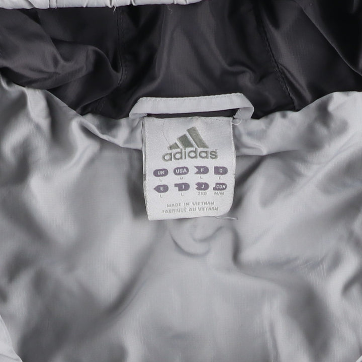 2000'S adidas padded hoodie/puffer jacket, men's size M polyester gray type Vintage Second Hand