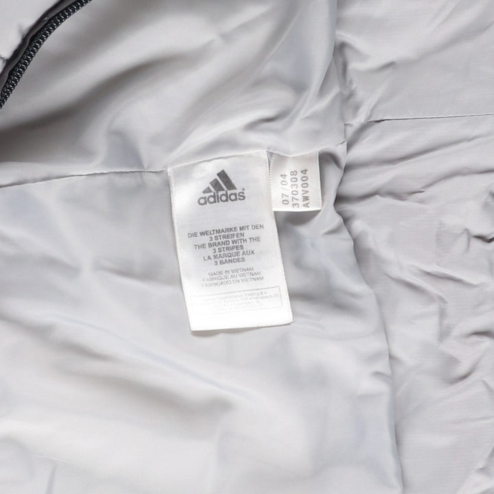 2000'S adidas padded hoodie/puffer jacket, men's size M polyester gray type Vintage Second Hand
