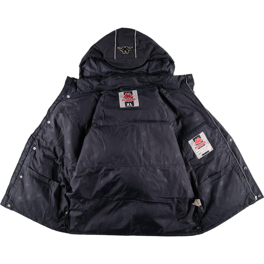 Vintage 90'S Kappa down parka, men's size XL Nylon black type Vintage Second Hand