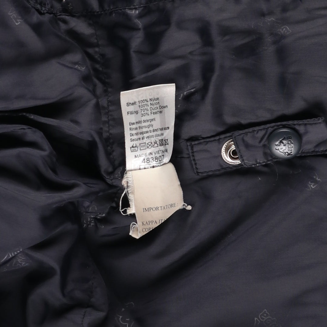 Vintage 90'S Kappa down parka, men's size XL Nylon black type Vintage Second Hand