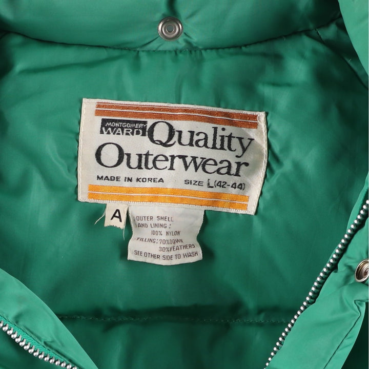 Montgomery Ward Vintage Men's Down Jacket, Size L Nylon green type Vintage Second Hand