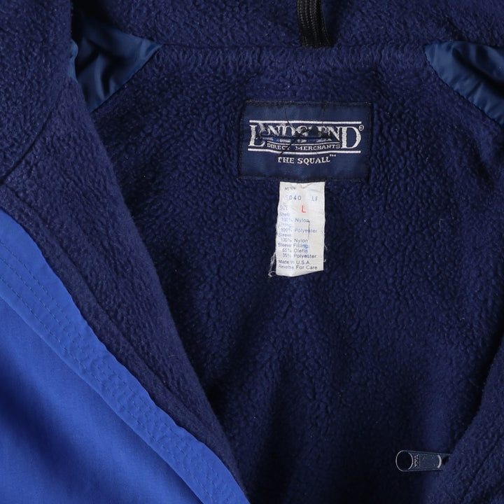 Vintage 80s-90'S Lands' End padded puffer jacket, made in the USA, size L, men's Nylon blue type Vintage Second Hand
