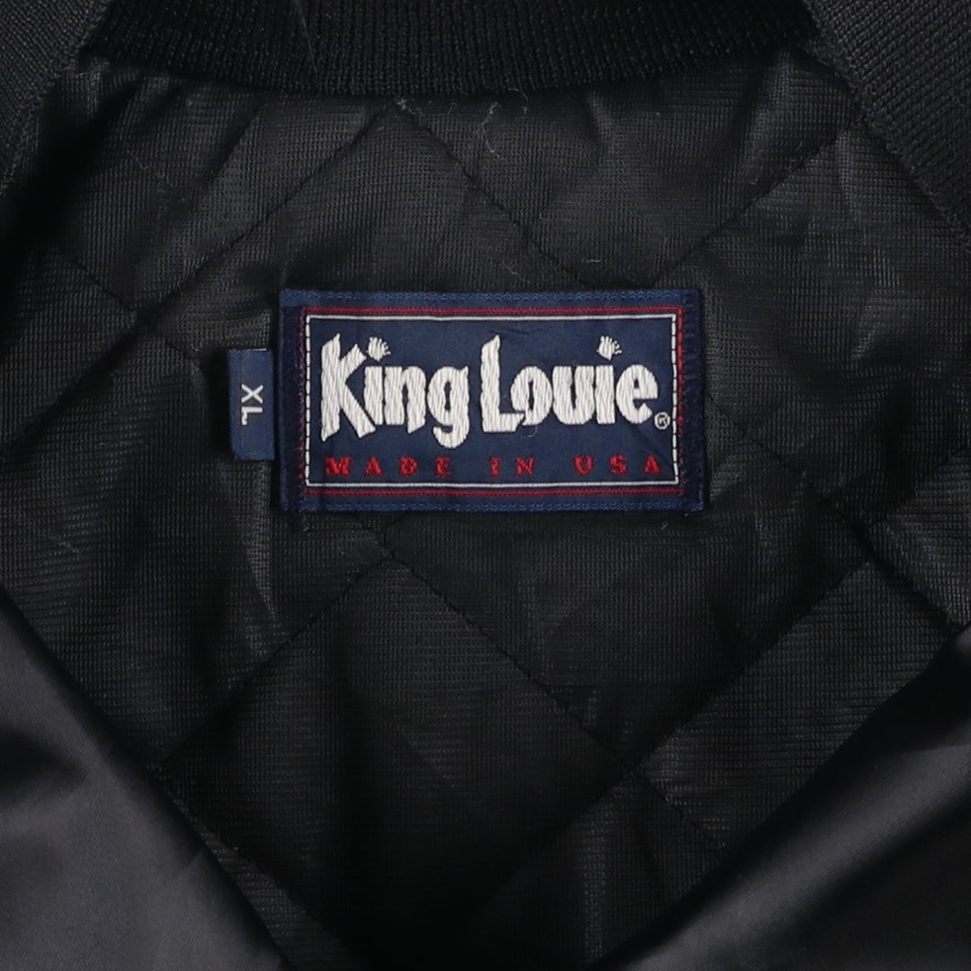 Vintage King Louie Stars and Stripes Nylon Stadium Jacket with Badge, Made in USA, Men's XL Nylon black type Vintage Second Hand