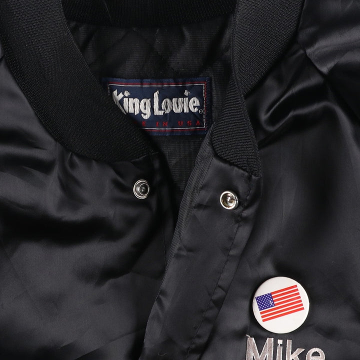 Vintage King Louie Stars and Stripes Nylon Stadium Jacket with Badge, Made in USA, Men's XL Nylon black type Vintage Second Hand